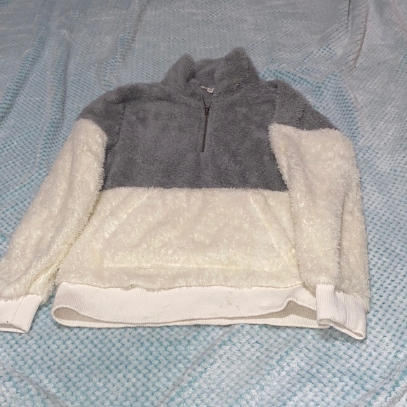 Hippie Rose fuzzy zip up fleece pullover (XS) - Picture 1 of 6